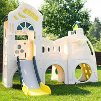 Игровой комплекс UNIX Kids Playhouse с горкой, домиком и бизибордом для детей от 1 года