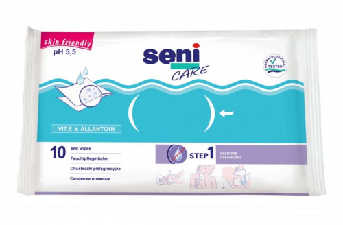 Салфетки влажные, служащие для ухода, с витамином E SENI CARE 10 шт. (SE-231-W010-002)