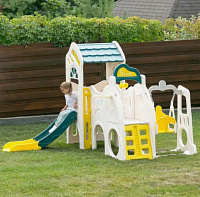 Игровой комплекс UNIX Kids Playhouse с горкой, качелями и домиком для детей от 1 года для дома и улицы